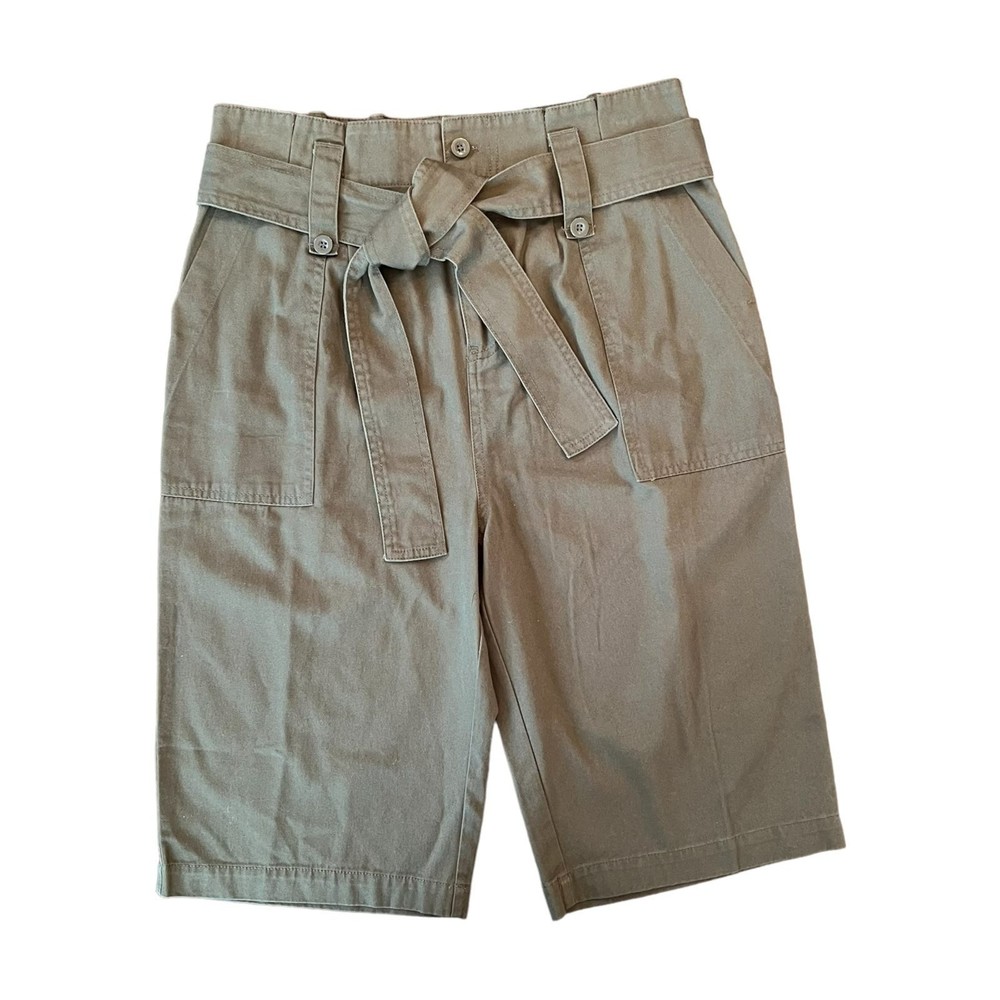 VENUS Olive Paper Bag Bermuda Shorts Women Size 6